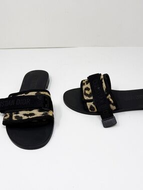 Christian Dior Dioriviera Dio(r)evolution Open Toe Slip On Flat Sandals Shoes 10